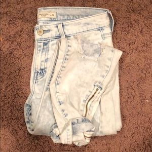 Destroyed A&F Boyfriend Jeans w/ Ankle Zipper